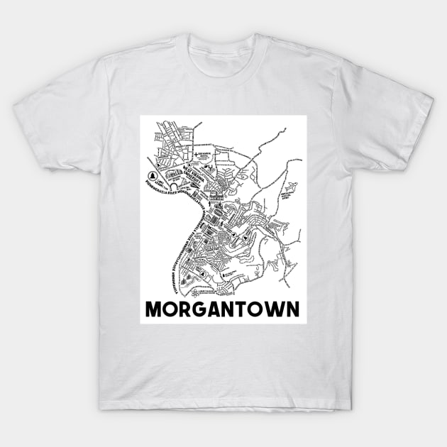 Morgantown Map T-Shirt by fiberandgloss